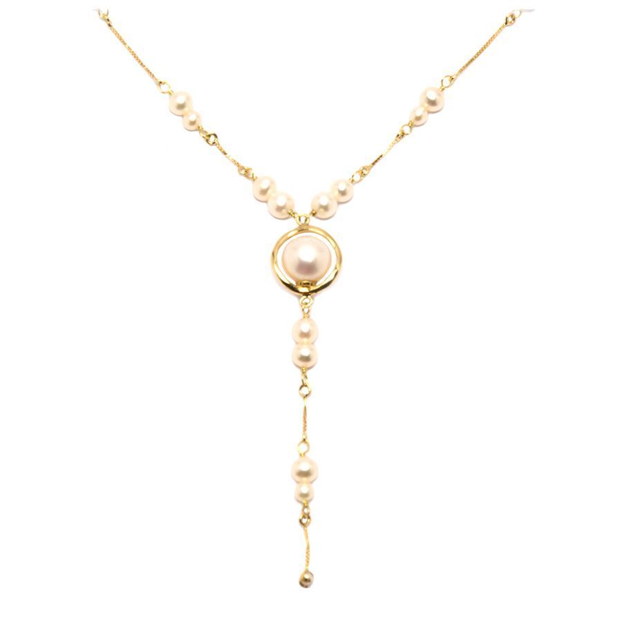 Colar P�rola com Pingente em Ouro 18 Kilates - 21407